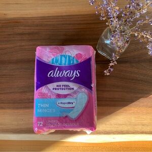 Always Thin Liners No Feel Protection Rapid Dry 72 Count